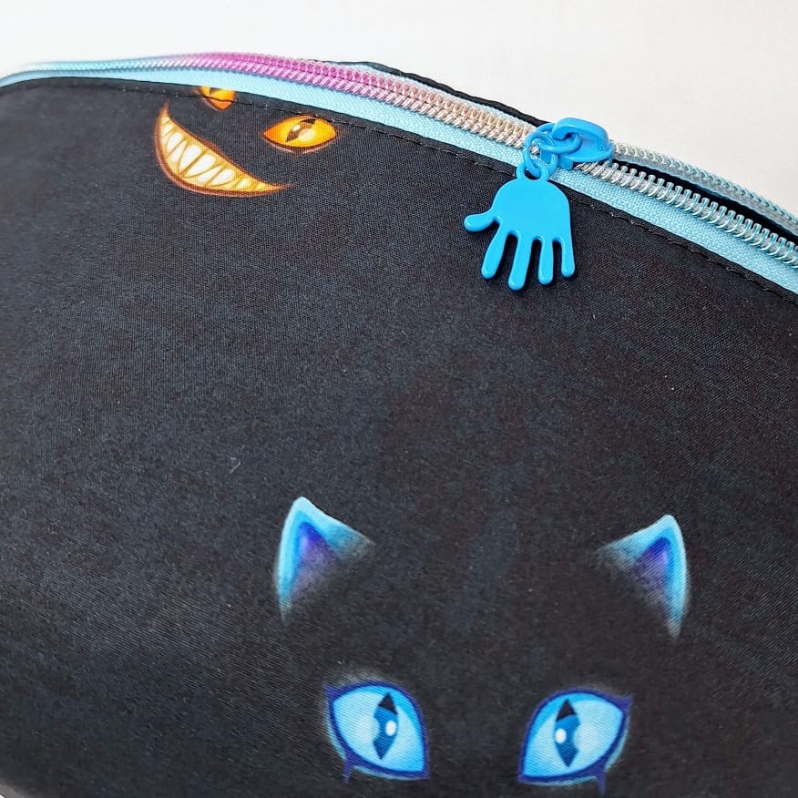 Grinsekatze – Kleine Bauchtasche aus Softshell | Hüfttasche mit Regenbogenreißverschluss & Katzenprint