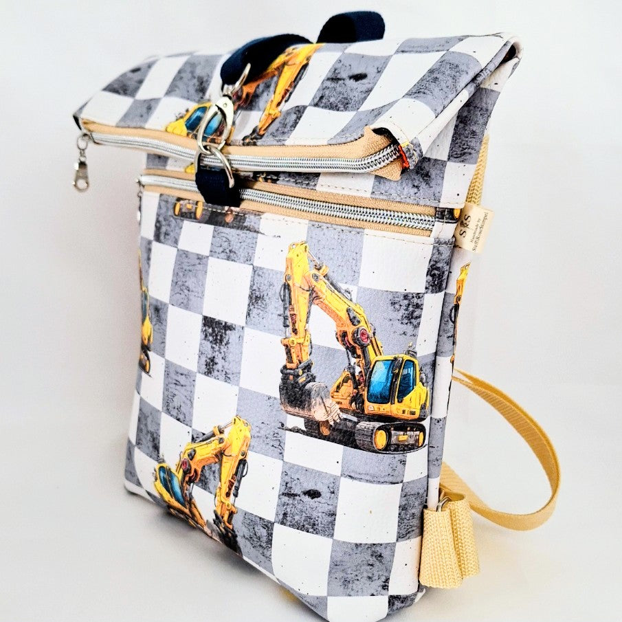 Rolltop Rucksack, Rucksack aus Kunstleder, Stadtrucksack, Alltagsrucksack, Rucksack mit Reißverschluss