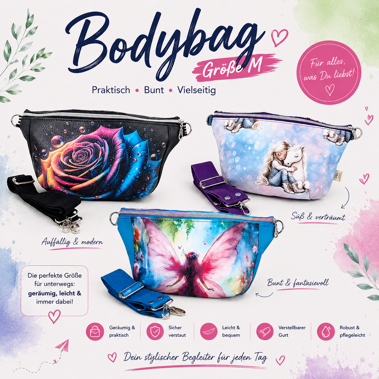 Bauchtaschen Größe M  handmade – Medium  Hüfttaschen – stylisch & funktional
