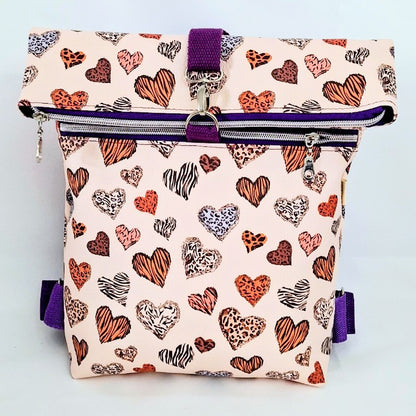 Rolltop Rucksack, Rucksack aus Kunstleder, Stadtrucksack, Alltagsrucksack, Rucksack mit Reißverschluss