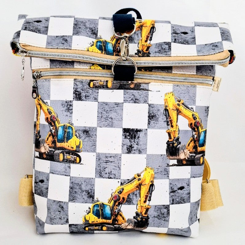 Rolltop Rucksack, Rucksack aus Kunstleder, Stadtrucksack, Alltagsrucksack, Rucksack mit Reißverschluss