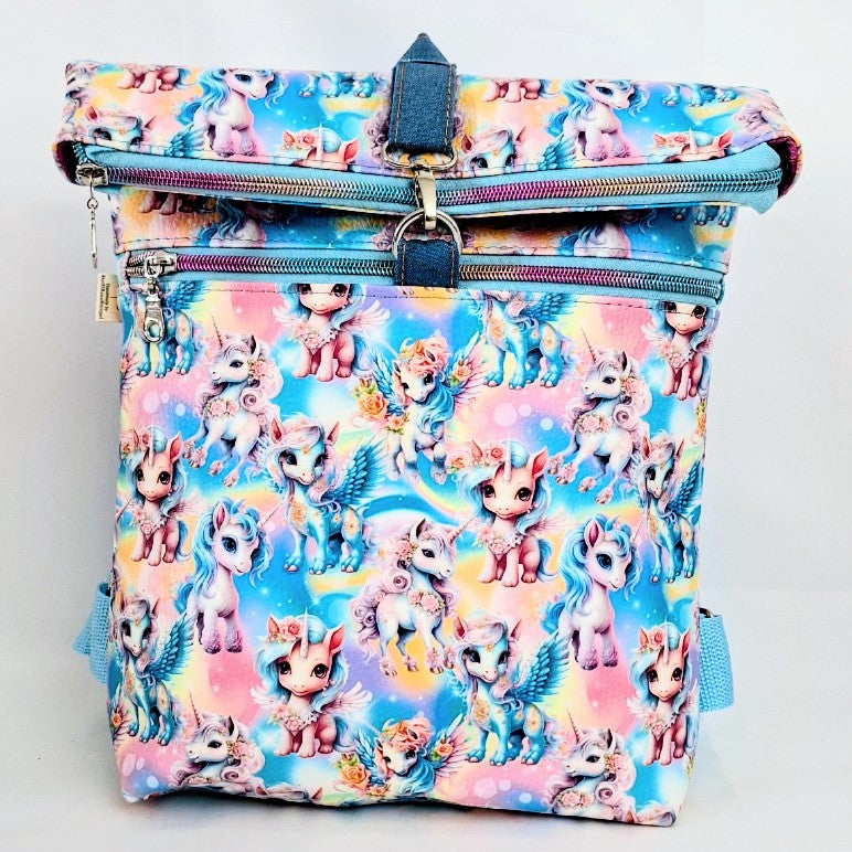 Rolltop Rucksack, Rucksack aus Kunstleder, Stadtrucksack, Alltagsrucksack, Rucksack mit Reißverschluss