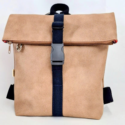 Rolltop Rucksack, Rucksack aus Kunstleder, Stadtrucksack, Alltagsrucksack, Rucksack mit Reißverschluss