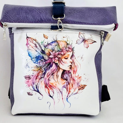 Rolltop Rucksack, Rucksack aus Kunstleder, Stadtrucksack, Alltagsrucksack, Rucksack mit Reißverschluss