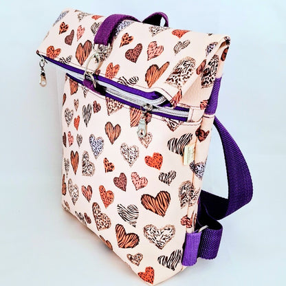 Rolltop Rucksack, Rucksack aus Kunstleder, Stadtrucksack, Alltagsrucksack, Rucksack mit Reißverschluss