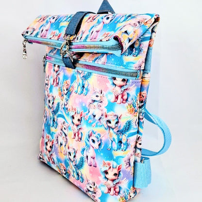 Rolltop Rucksack, Rucksack aus Kunstleder, Stadtrucksack, Alltagsrucksack, Rucksack mit Reißverschluss