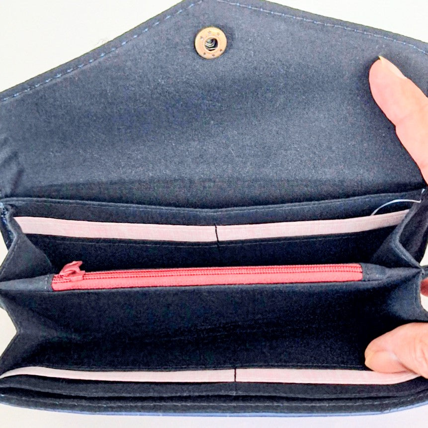 Geldbörse Damen, Portemonnaie mit Kartenfächern, Geldbeutel mit Münzfach, handgemachte Geldbörse