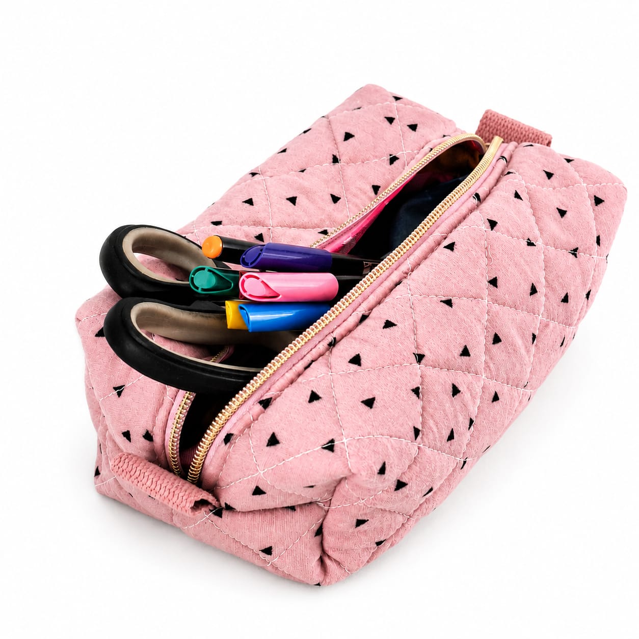 Kosmetiktasche aus Musselin | Handgefertigte Schminktasche mit wasserabweisendem Innenfutter | 21 x 13 x 7 cm